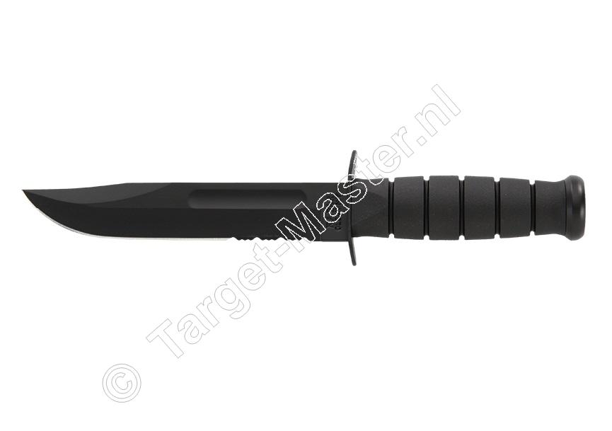 Ka-Bar 1212 BLACK FULL-SIZE Knife 30 cm Serrated Edge, Kraton Grip, Leather Sheath